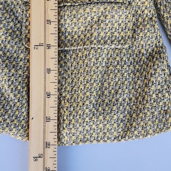 BOHO GIANNI 3 Button Lightweight Lined Yellow Tweed Blazer Size 6 - Picture 8 of 9